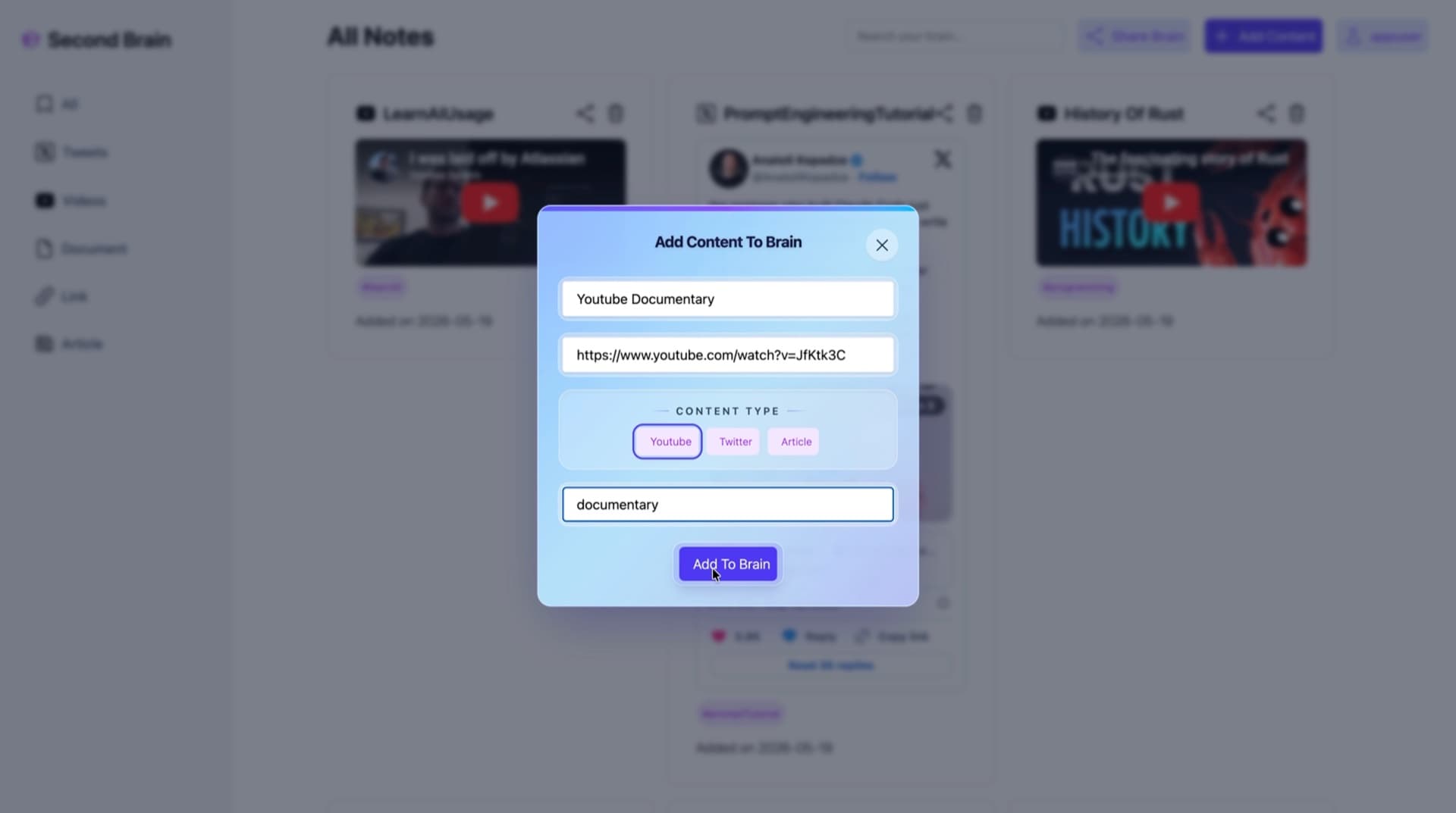 Second Brain screenshot 3